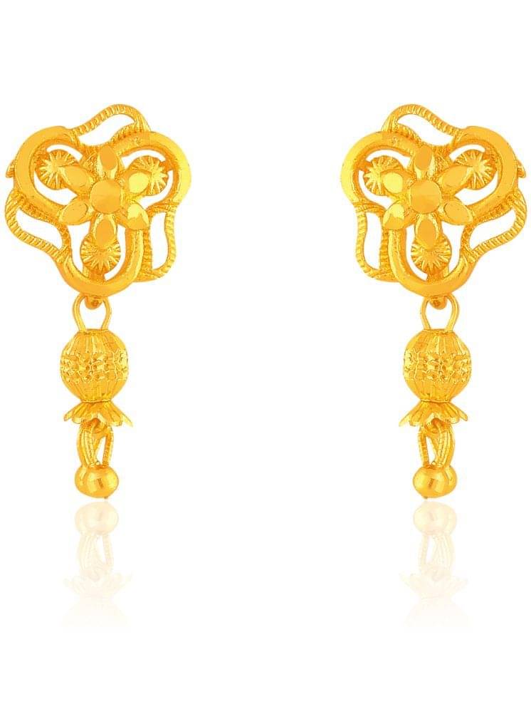     			Drashti Collection Golden Drop Earrings ( Pack of 1 )