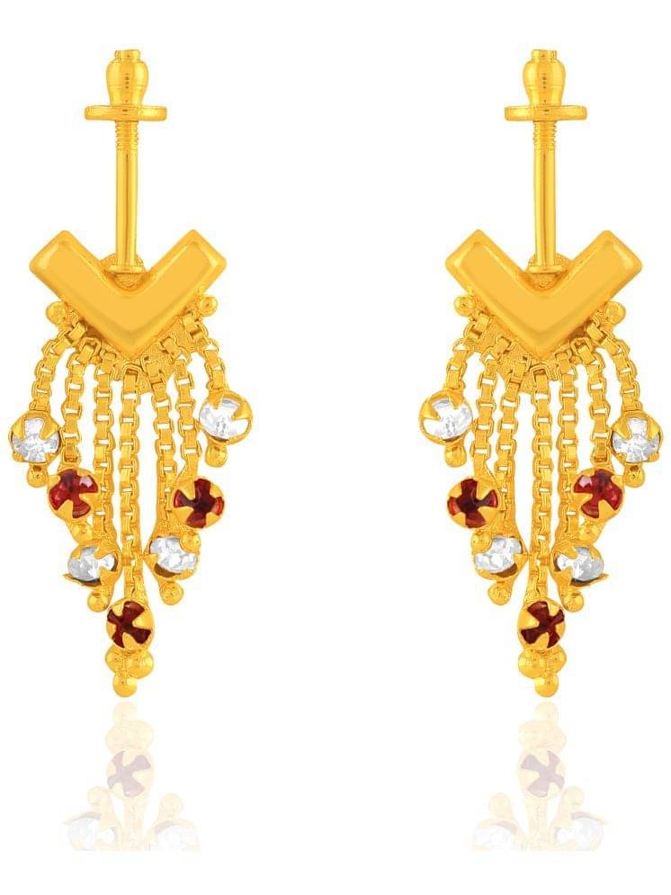     			Drashti Collection Golden Drop Earrings ( Pack of 1 )