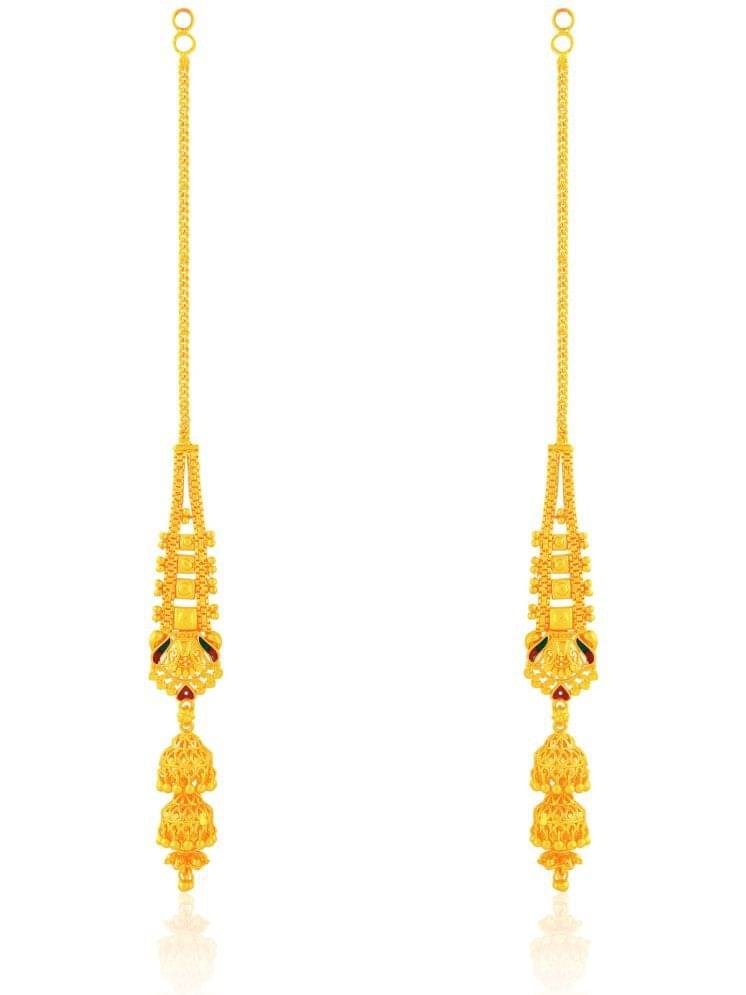     			Drashti Collection Golden Drop Earrings ( Pack of 1 )