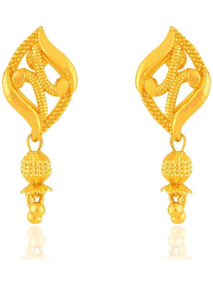     			Drashti Collection Golden Drop Earrings ( Pack of 1 )