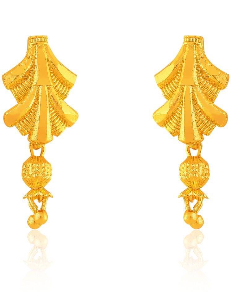     			Drashti Collection Golden Drop Earrings ( Pack of 1 )