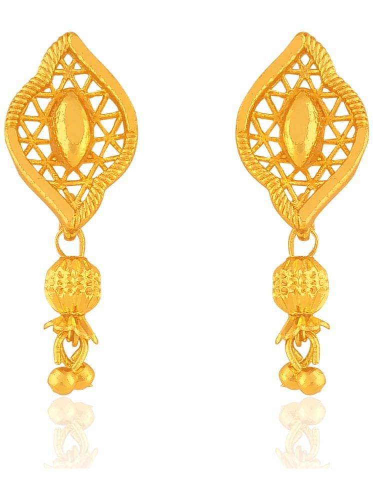     			Drashti Collection Golden Drop Earrings ( Pack of 1 )