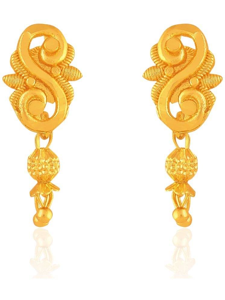     			Drashti Collection Golden Drop Earrings ( Pack of 1 )