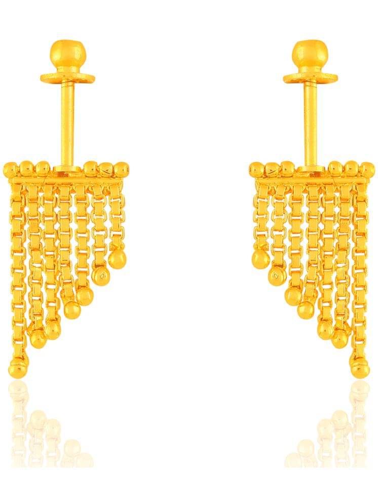     			Drashti Collection Golden Drop Earrings ( Pack of 1 )