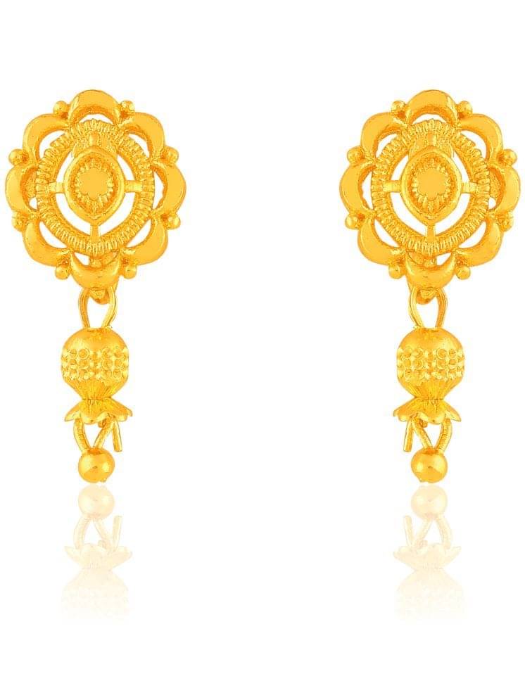     			Drashti Collection Golden Drop Earrings ( Pack of 1 )