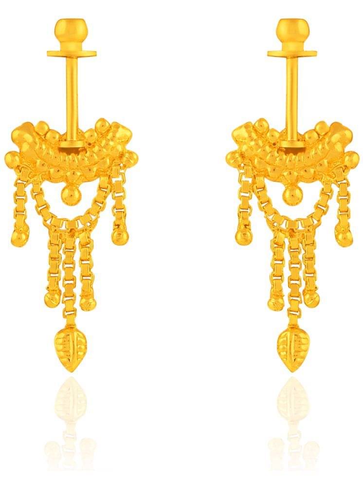     			Drashti Collection Golden Drop Earrings ( Pack of 1 )