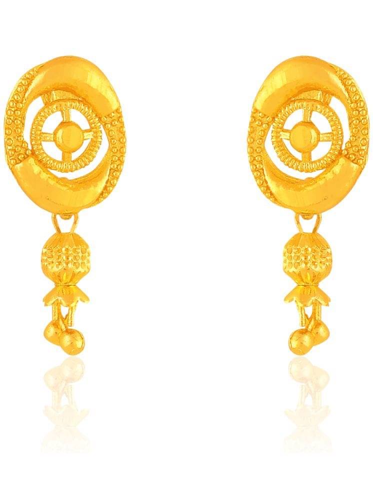     			Drashti Collection Golden Drop Earrings ( Pack of 1 )