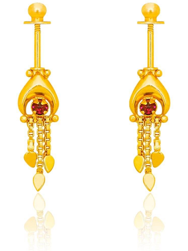     			Drashti Collection Golden Drop Earrings ( Pack of 1 )