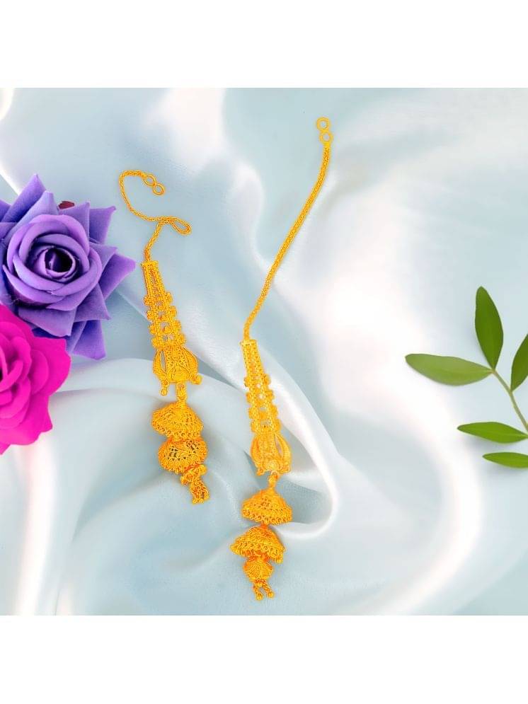     			Drashti Collection Golden Ear Chain Earrings ( Pack of 1 )
