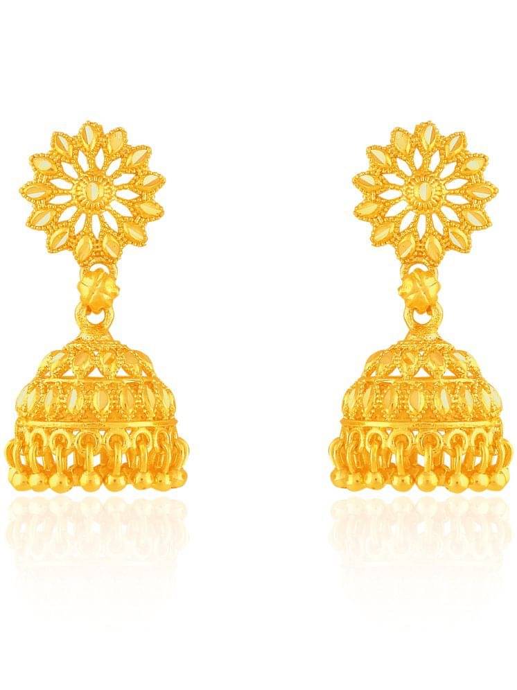     			Drashti Collection Golden Jhumki Earrings ( Pack of 1 )