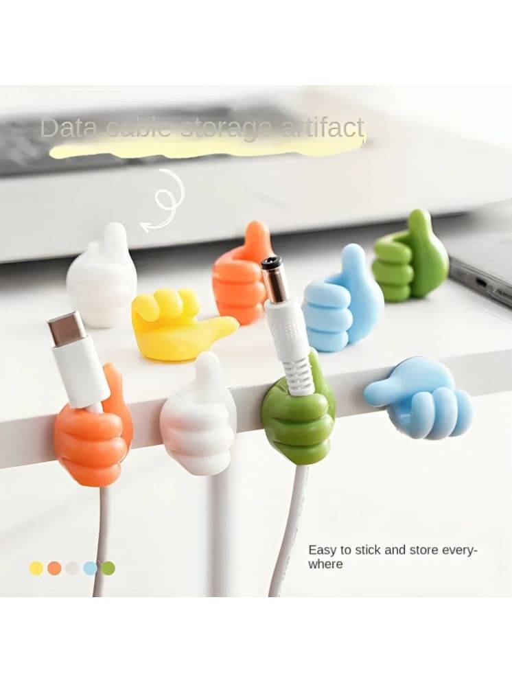     			Self Adhesive Thumb Wall Hooks for Hanging, Cable Clips, ( set of 10 )