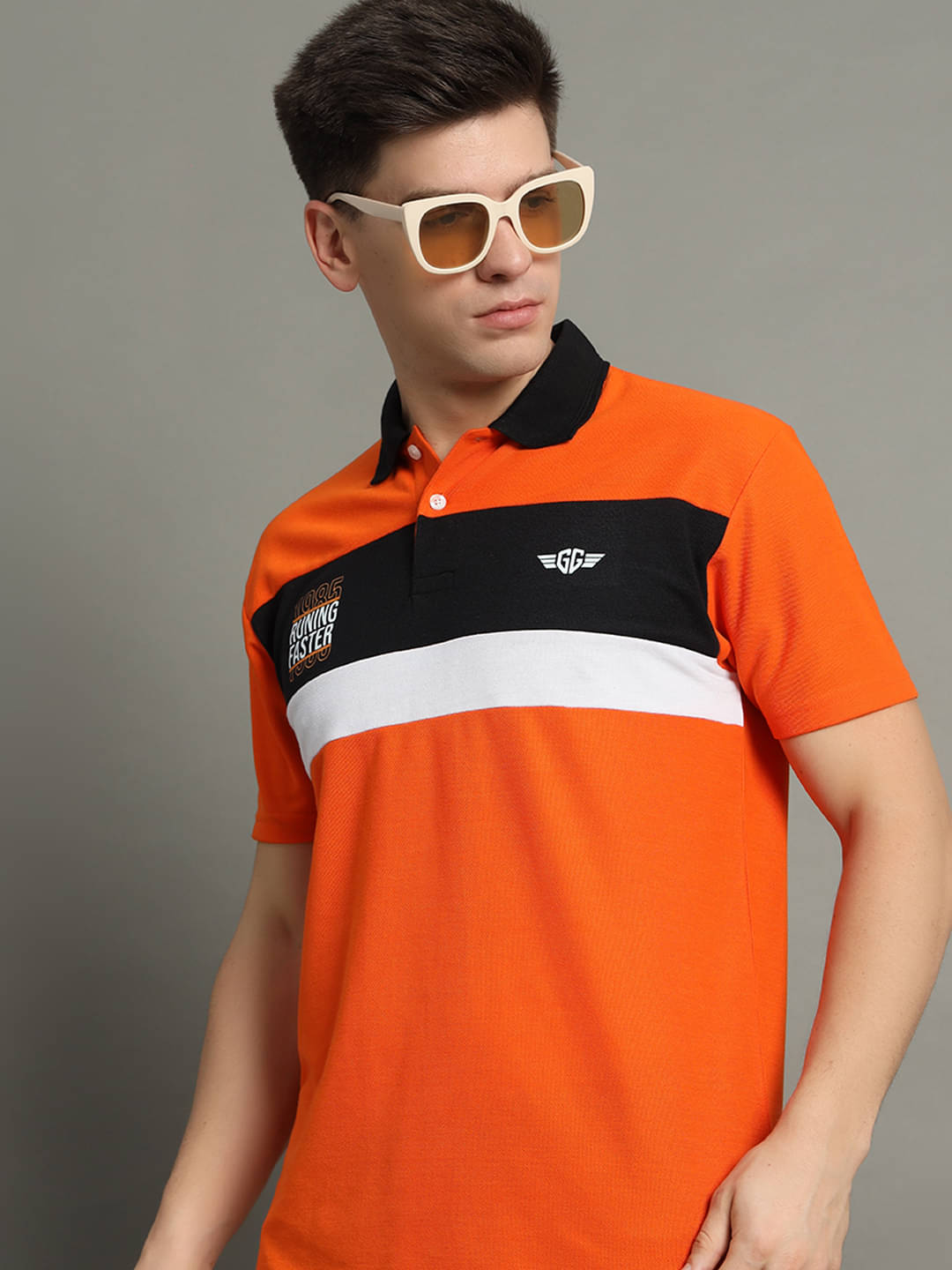GET GOLF Pack of 1 Cotton Blend Regular Fit Striped Half Sleeves Men's Polo T Shirt ( Orange )     			GET GOLF Pack of 1 Cotton Blend Regular Fit Striped Half Sleeves Men's Polo T Shirt ( Orange )