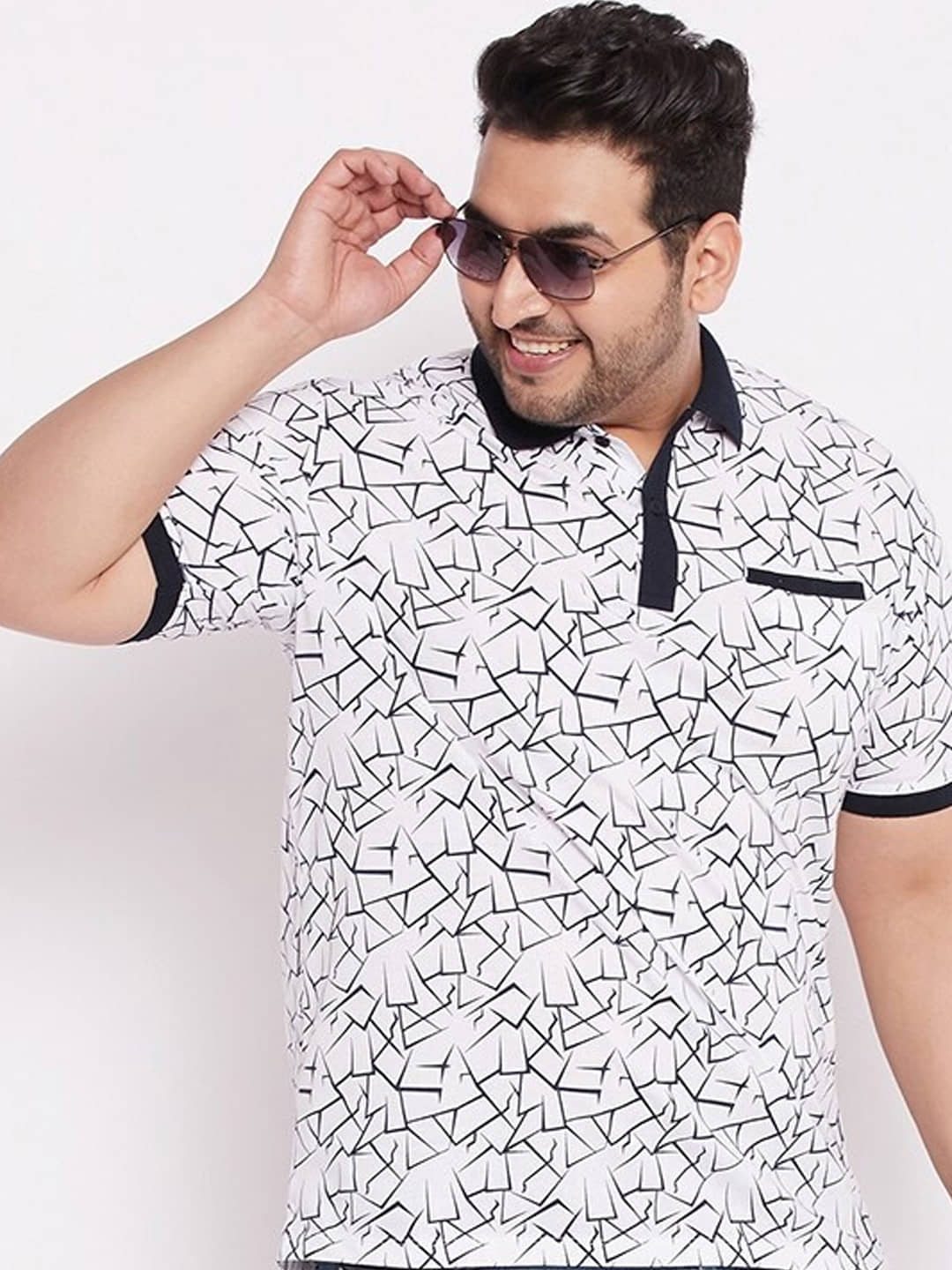 GET GOLF Pack of 1 Cotton Blend Regular Fit Printed Half Sleeves Men's Polo T Shirt ( White )