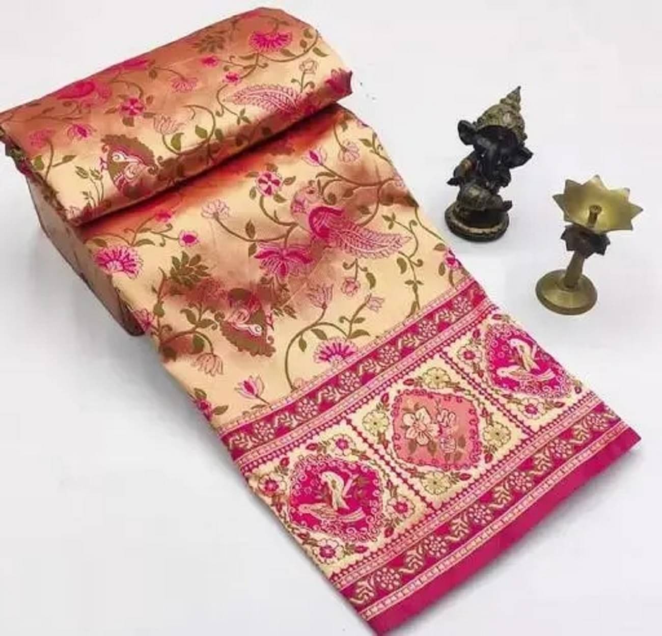 Gazal Fashions Banarasi Silk Embellished Saree With Unstitched Blouse Piece ( Multicolour ) Gazal Fashions Banarasi Silk Embellished Saree With Unstitched Blouse Piece ( Multicolour )