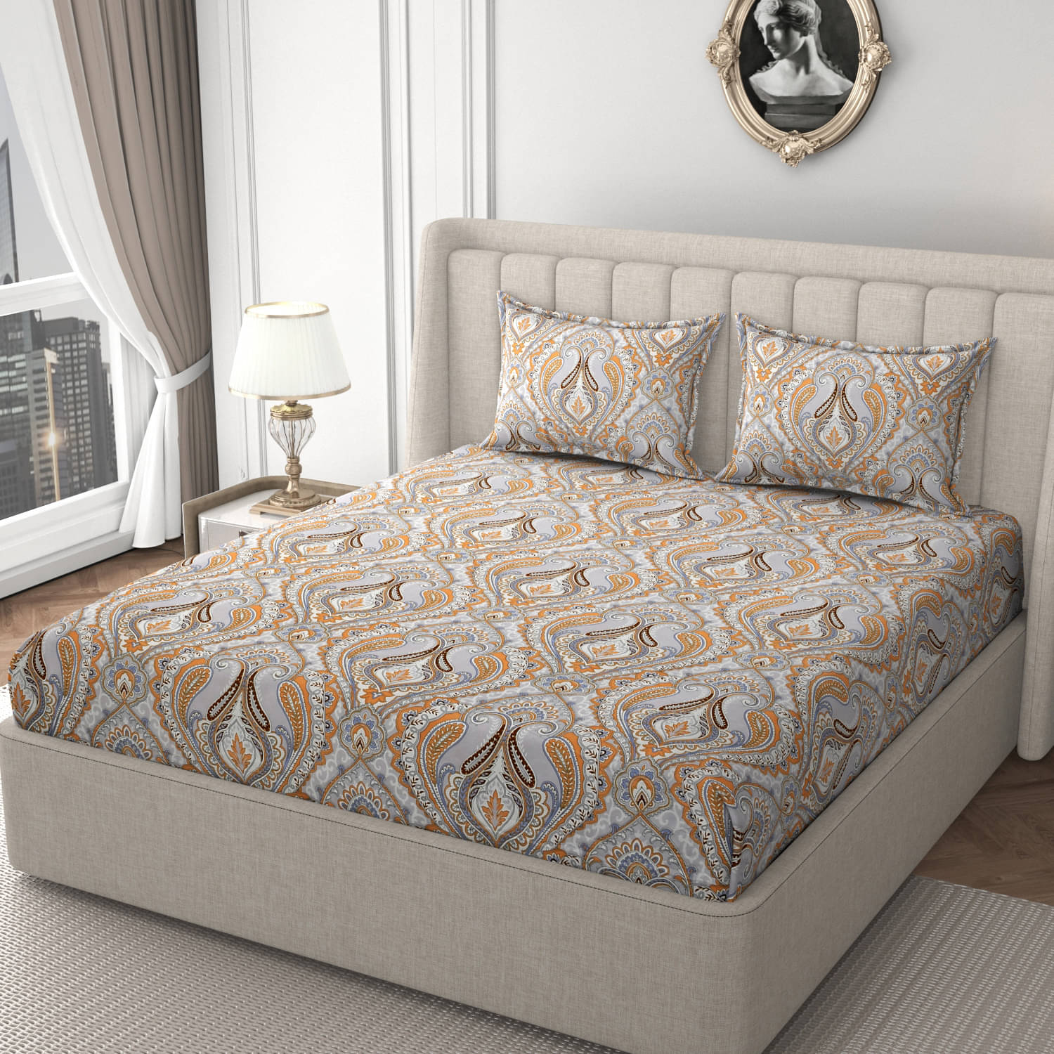     			HIDECOR Microfiber 1 Double Bedsheet with 2 Pillow Covers ( Cream )