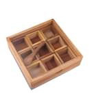 HomePro Masala Dabba Glass Wooden Brown Spice Container ( Set of 1 )
