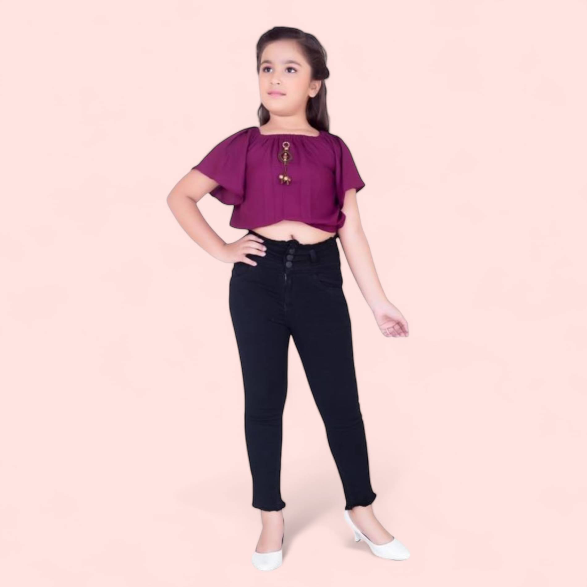     			ICONIC ME- Kids Premium High Rise 3 Button Denim Jeans