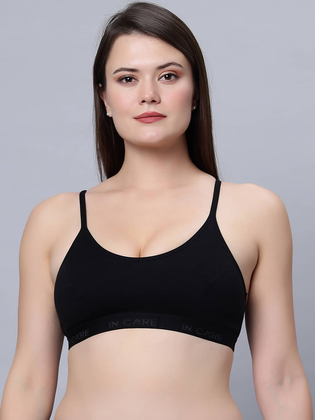 IN CARE LINGERIE Cotton Non Padded Women's T-Shirt Bra ( Black ) SPORTS-01_BLACK_40B