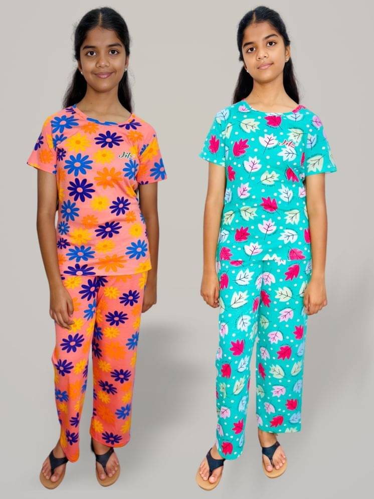     			JILZ Pack of 2 Girls Cotton Nightsuit Set ( Multicolor )