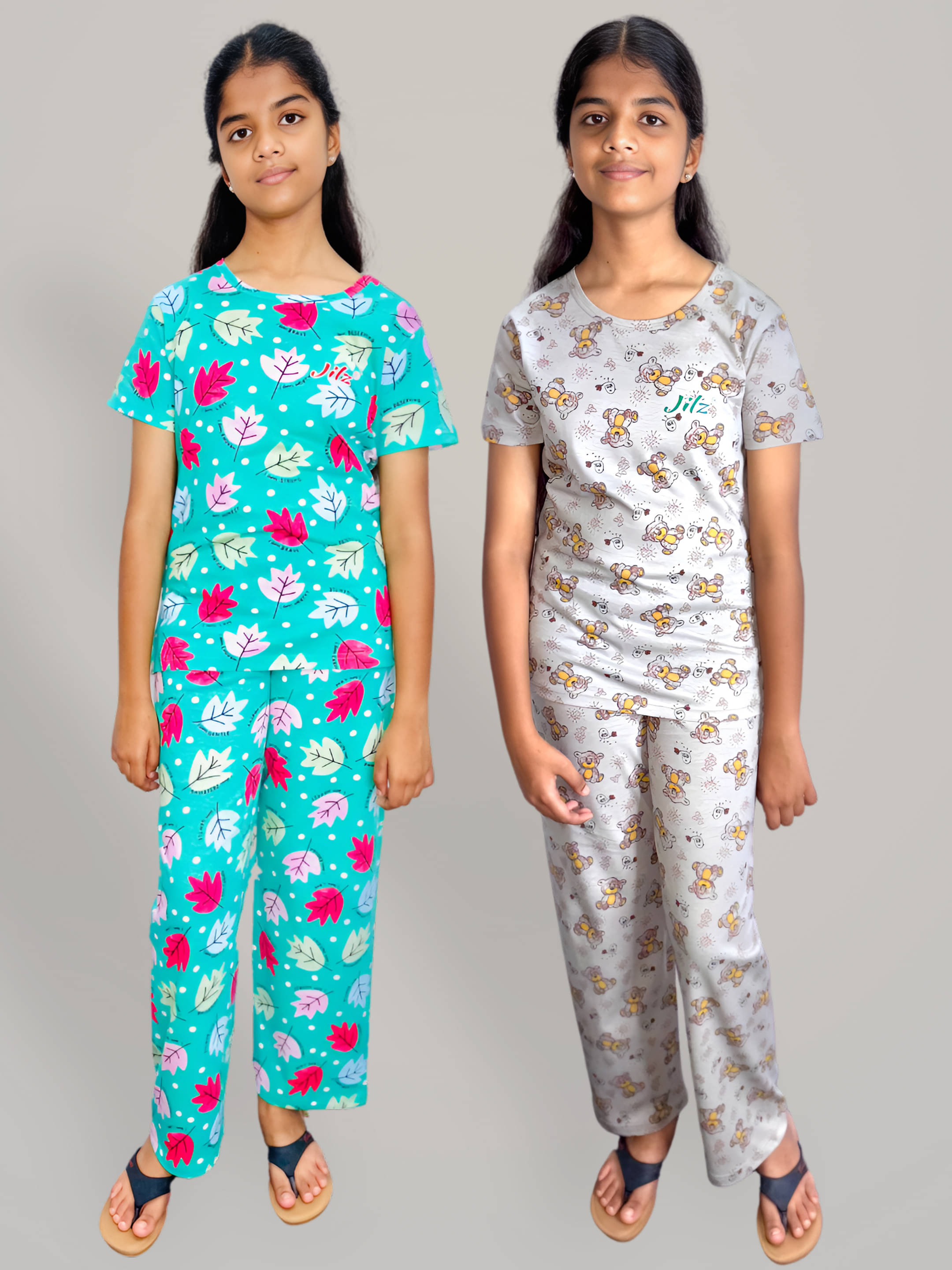     			JILZ Pack of 2 Girls Cotton Nightsuit Set ( Multicolor )