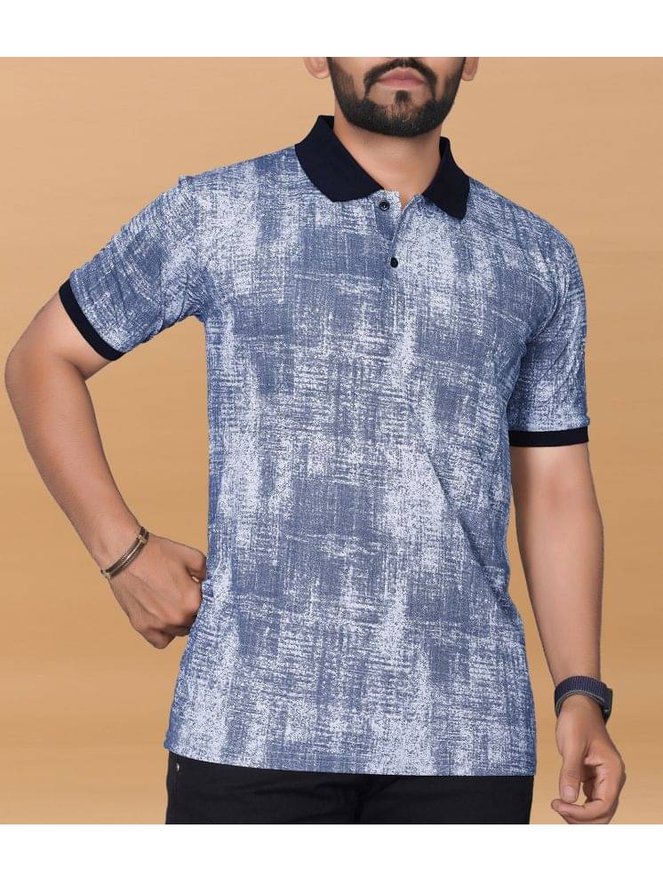     			KAJARU Pack of 1 Polyester Regular Fit Dyed Half Sleeves Men's Polo T Shirt ( Blue )