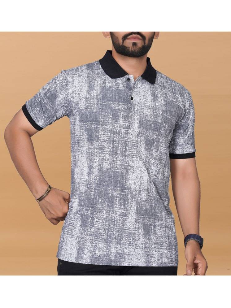 KAJARU Pack of 1 Polyester Regular Fit Dyed Half Sleeves Men's Polo T Shirt ( Grey ) KAJARU Pack of 1 Polyester Regular Fit Dyed Half Sleeves Men's Polo T Shirt ( Grey )