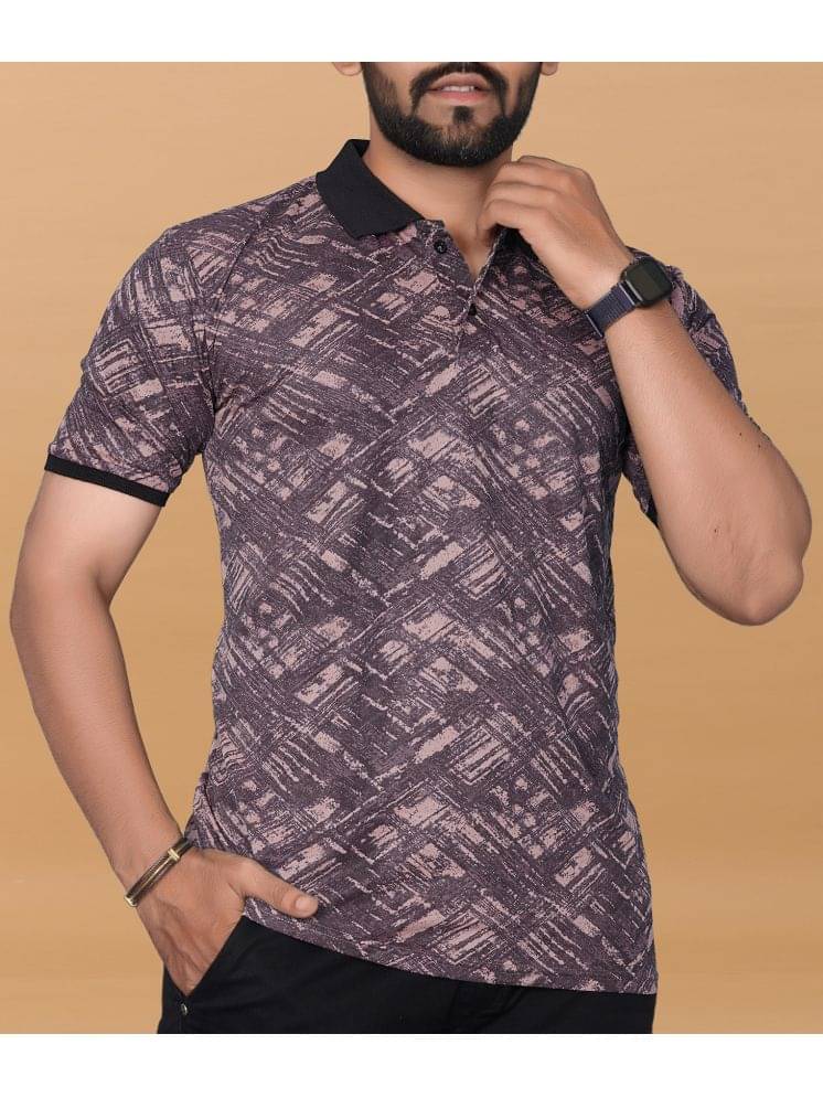 KAJARU Pack of 1 Polyester Regular Fit Printed Half Sleeves Men's Polo T Shirt ( Pink ) KAJARU Pack of 1 Polyester Regular Fit Printed Half Sleeves Men's Polo T Shirt ( Pink )