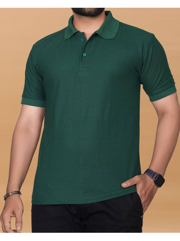     			KAJARU Polyester Regular Fit Solid Half Sleeves Men's Polo T Shirt - Green ( Pack of 1 )