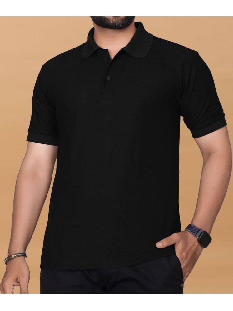 KAJARU Polyester Regular Fit Solid Half Sleeves Men's Polo T Shirt - Black ( Pack of 1 ) KAJARU Polyester Regular Fit Solid Half Sleeves Men's Polo T Shirt - Black ( Pack of 1 )