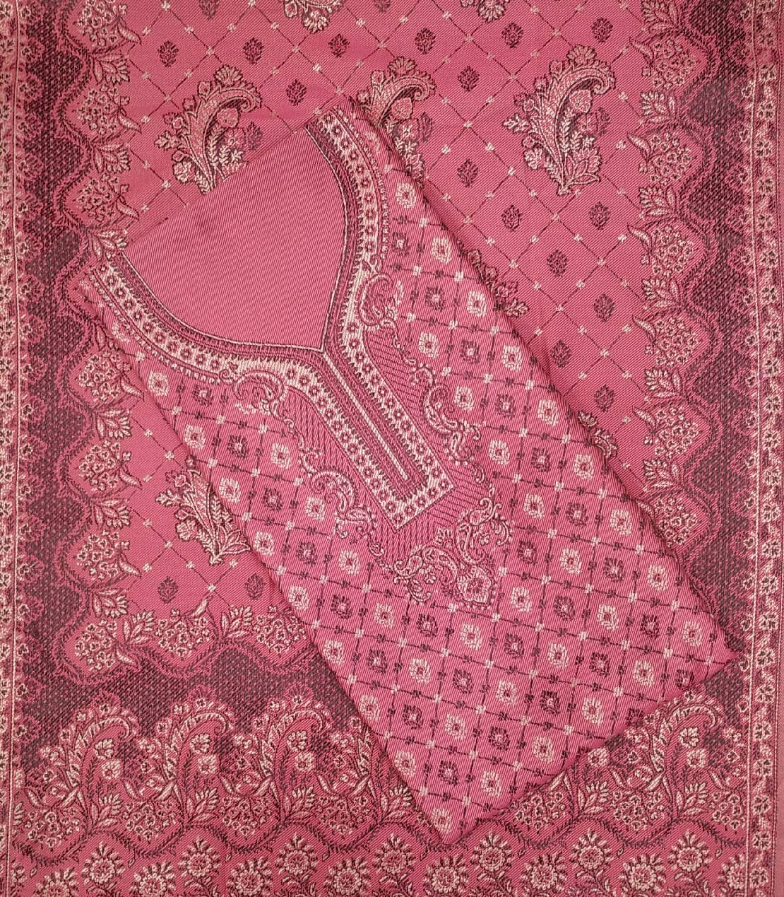 KANI Unstitched Woollen Embellished Dress Material - Pink ( Pack of 1 ) - Unstitched Fabrics | Buy online on ZillyBuy