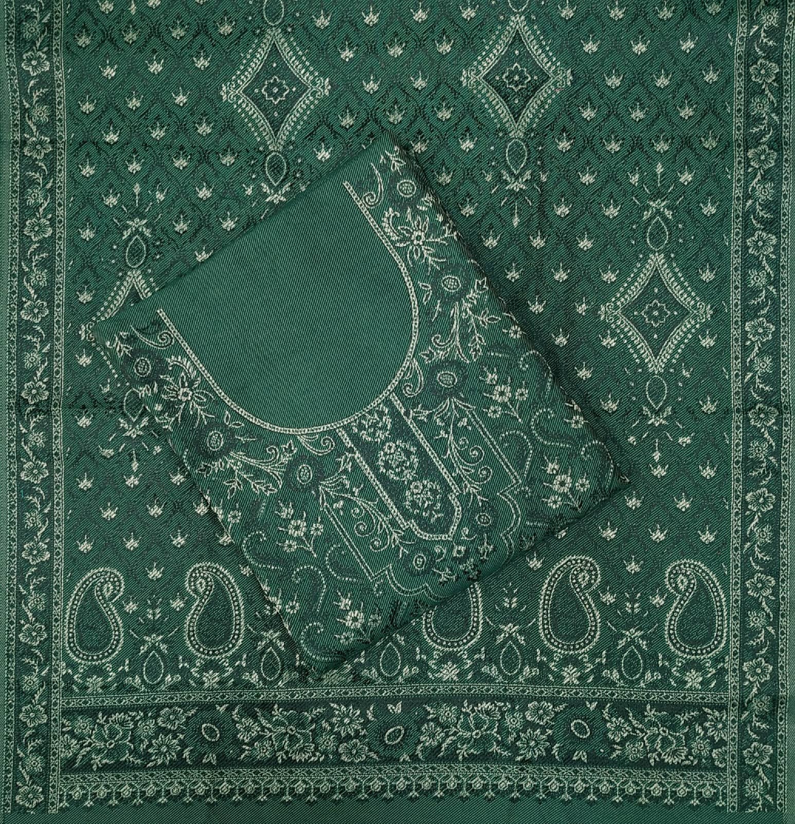 KANI Unstitched Woollen Embroidered Dress Material - Green ( Pack of 1 ) - Unstitched Fabrics | Buy online on ZillyBuy