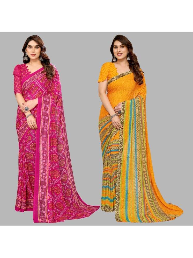 Kashvi Sarees Georgette Printed Saree With Unstitched Blouse Piece ( Multicolour )     			Kashvi Sarees Georgette Printed Saree With Unstitched Blouse Piece ( Multicolour )