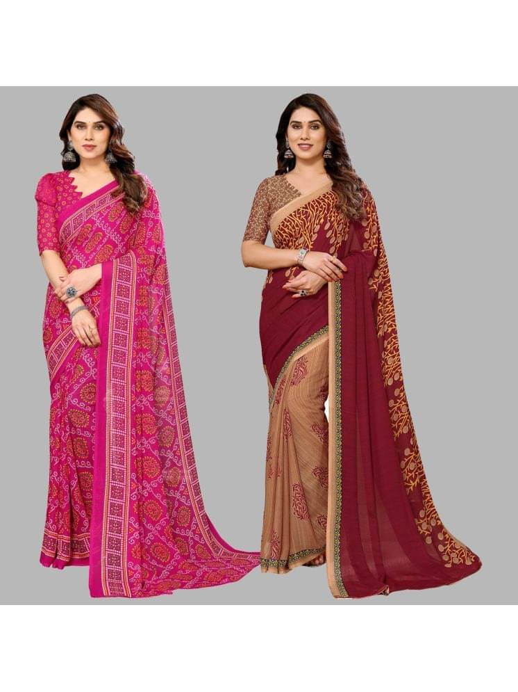 Kashvi Sarees Georgette Printed Saree With Unstitched Blouse Piece ( Multicolour )     			Kashvi Sarees Georgette Printed Saree With Unstitched Blouse Piece ( Multicolour )