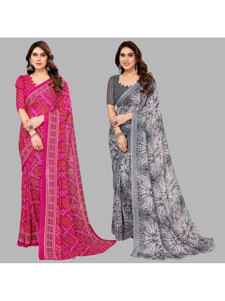 Kashvi Sarees Georgette Printed Saree With Unstitched Blouse Piece ( Multicolour )     			Kashvi Sarees Georgette Printed Saree With Unstitched Blouse Piece ( Multicolour )