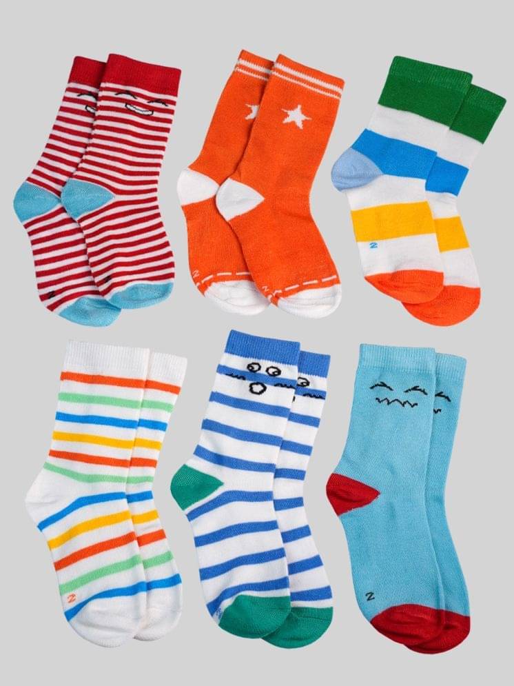     			Kuchipoo Multicolor Cotton Boy's Full Length Socks ( Pack of 6 )