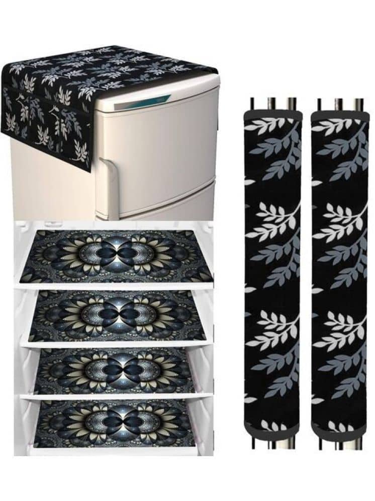 Laphino Polyester Floral Top Cover ( 97 55 ) Pack of 7 - Black