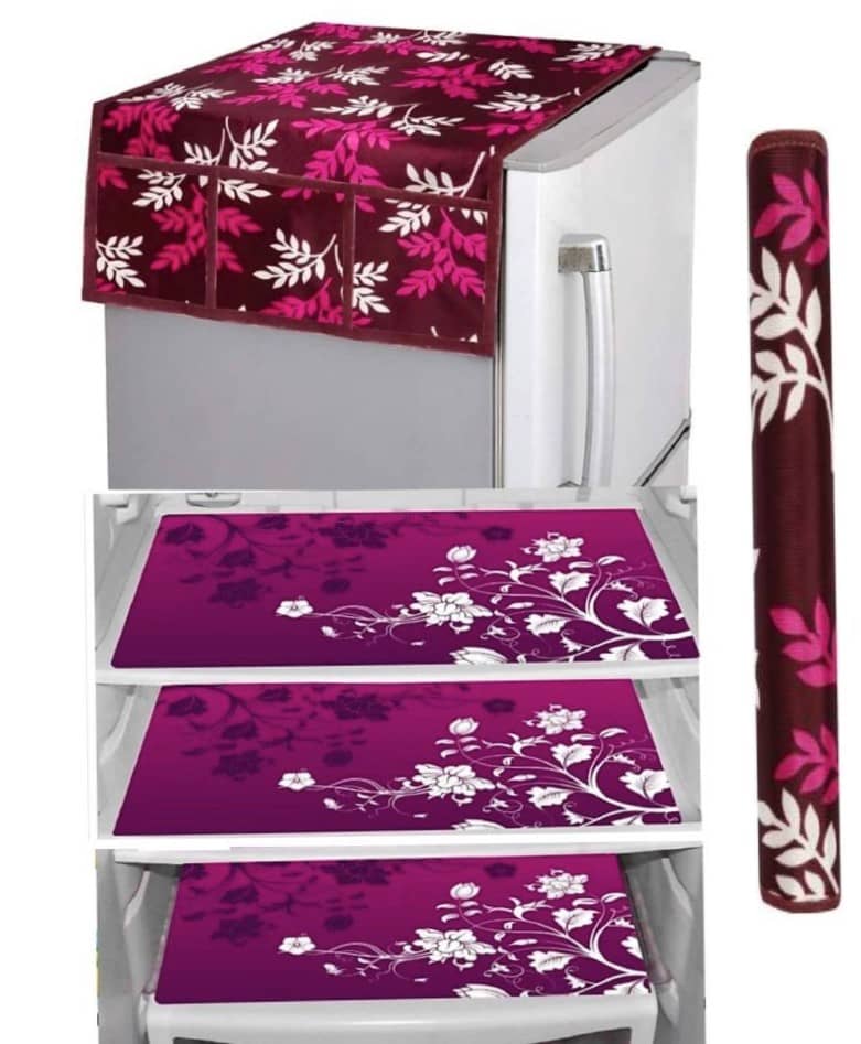 Laphino Polyester Floral Top Cover ( 97 55 ) Pack of 5 - Pink