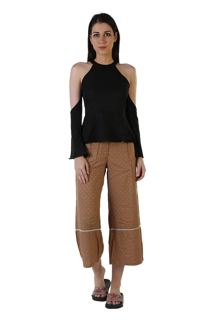 Leean Patterns Women's Crepe Regular Top ( Black ) Leean Patterns Women's Crepe Regular Top ( Black )