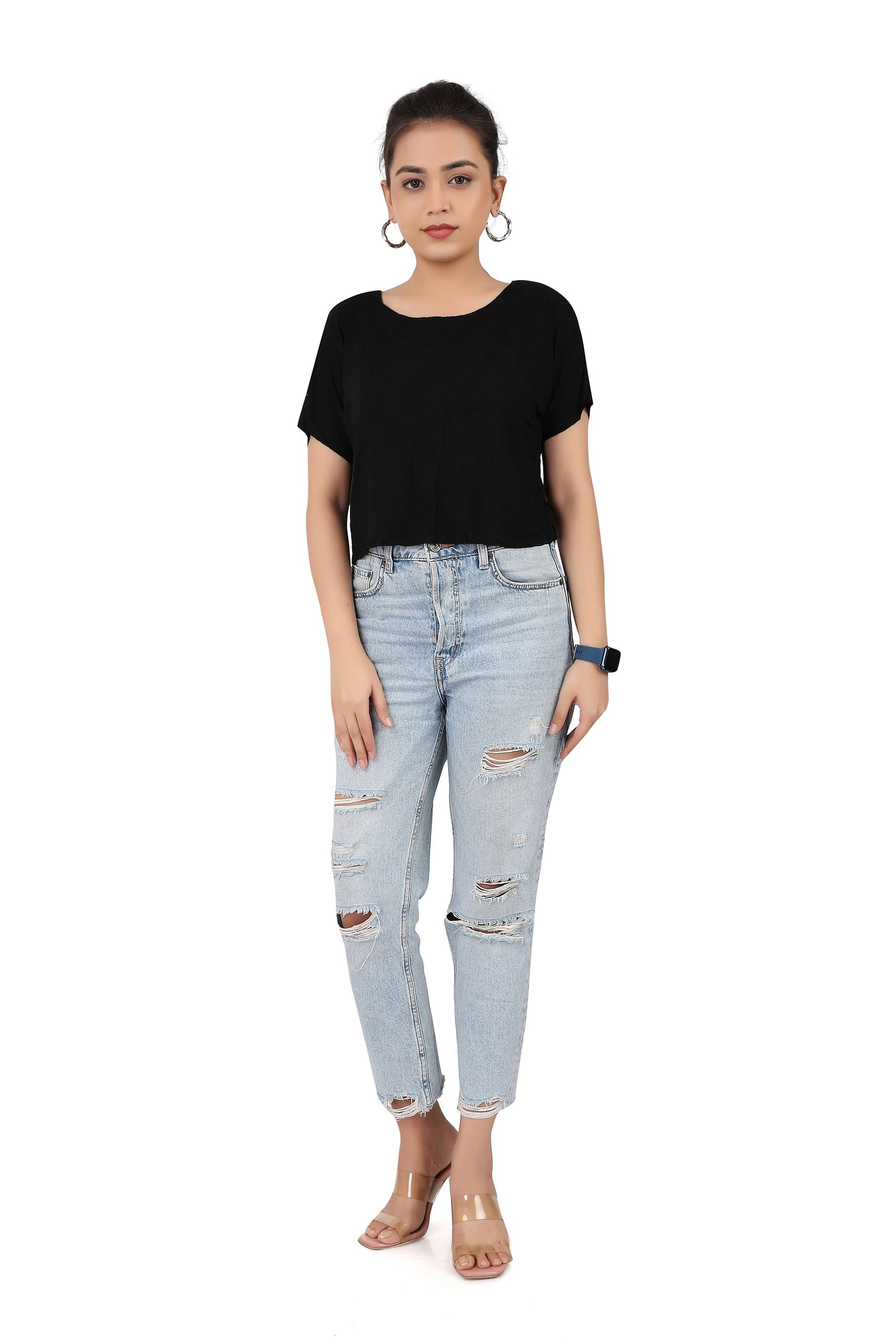 Leean Patterns Women's Net Regular Top ( Black ) Leean Patterns Women's Net Regular Top ( Black )