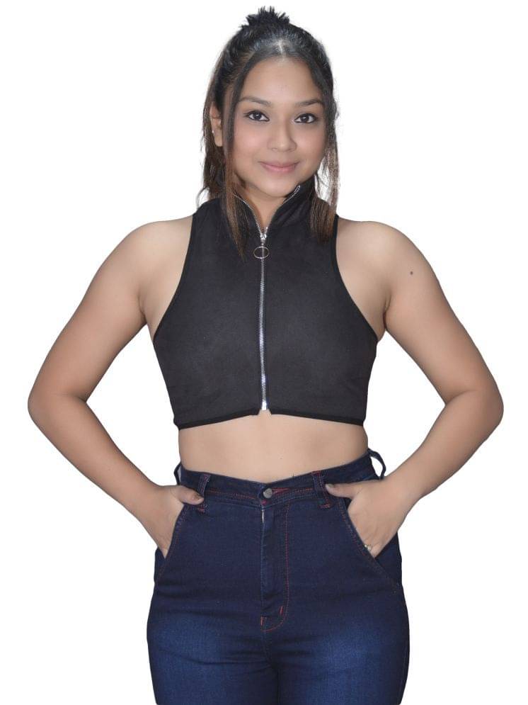     			Leean Patterns Women's Polyester Crop Top ( Black )