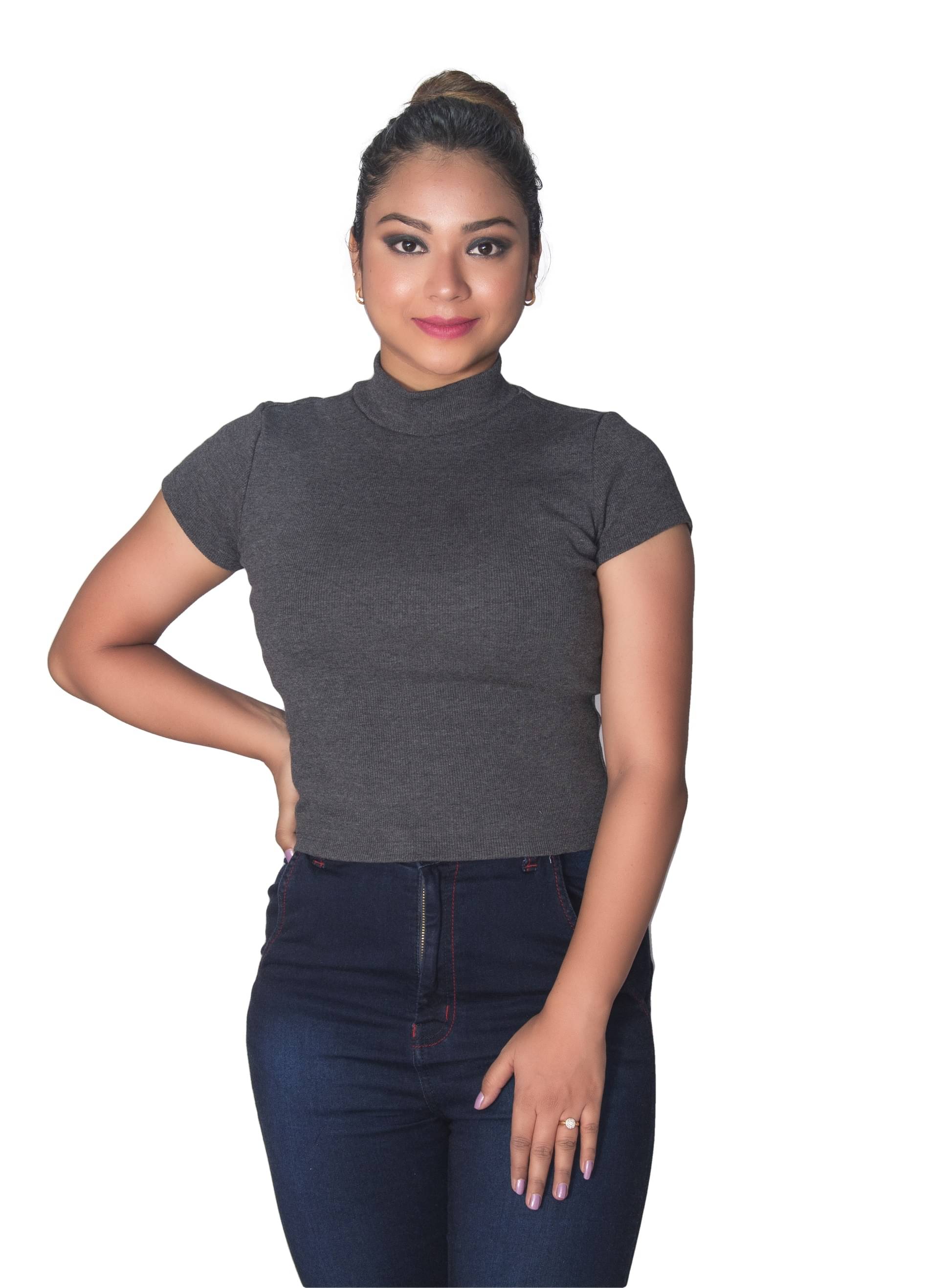     			Leean Patterns Women's Cotton Blend Regular Top ( Grey )