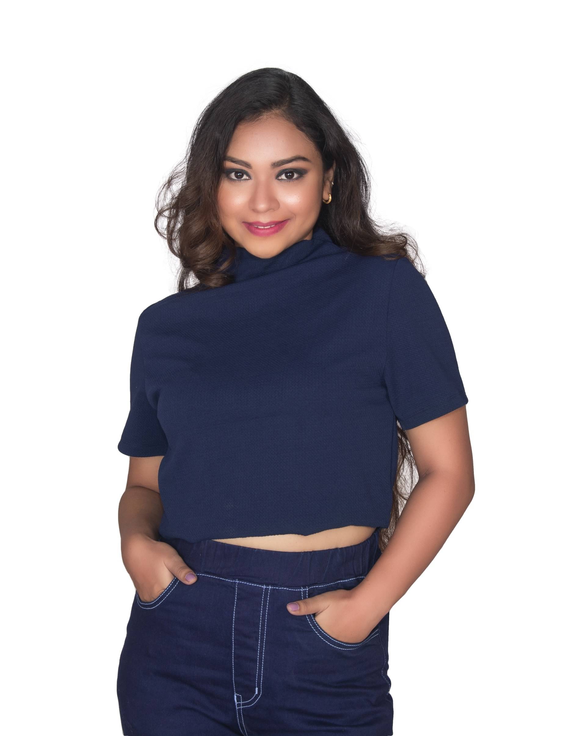     			Leean Patterns Women's Polyester Crop Top ( Navy Blue )