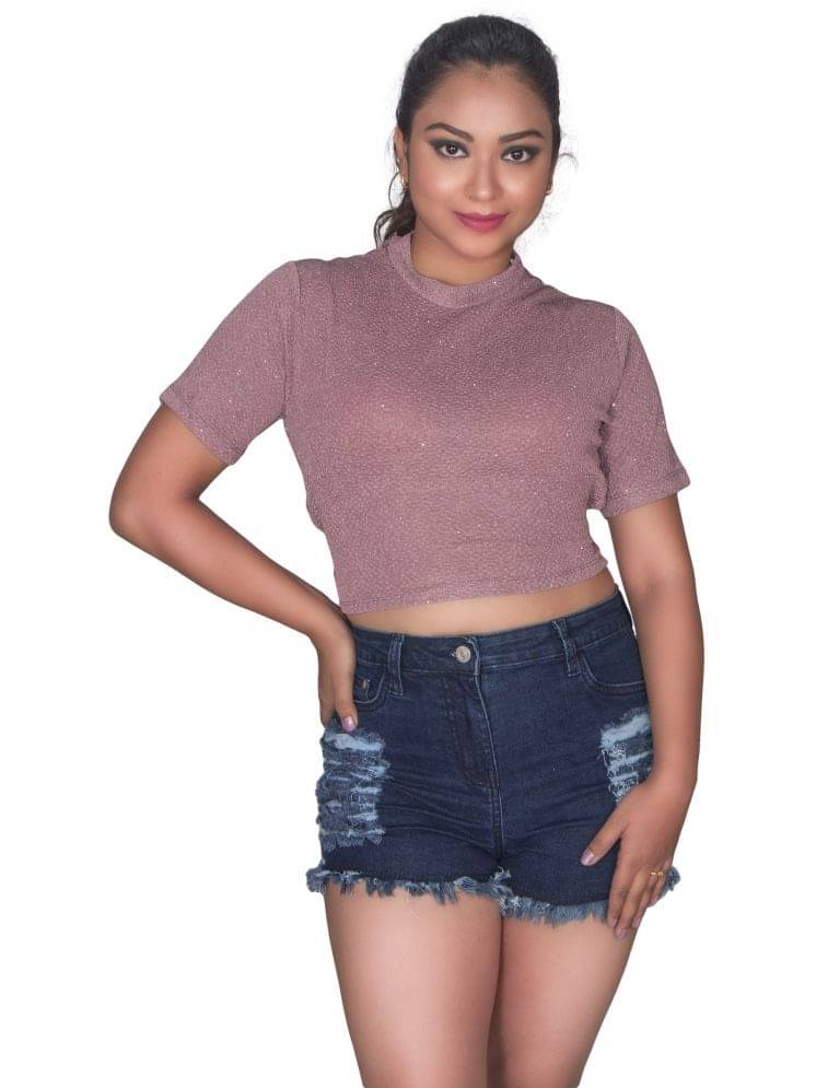     			Leean Patterns Women's Polyester Crop Top ( Purple )