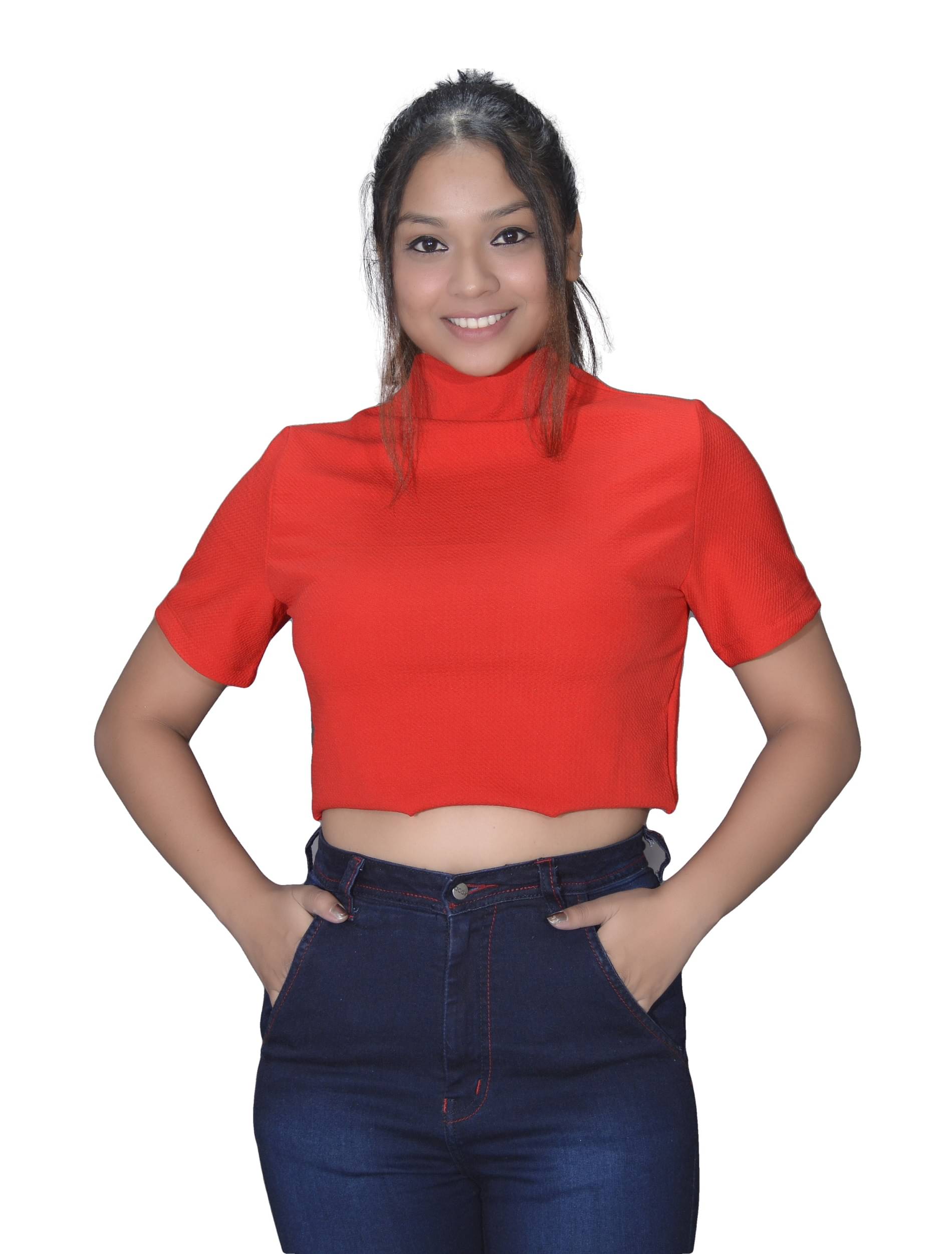     			Leean Patterns Women's Polyester Crop Top ( Red )
