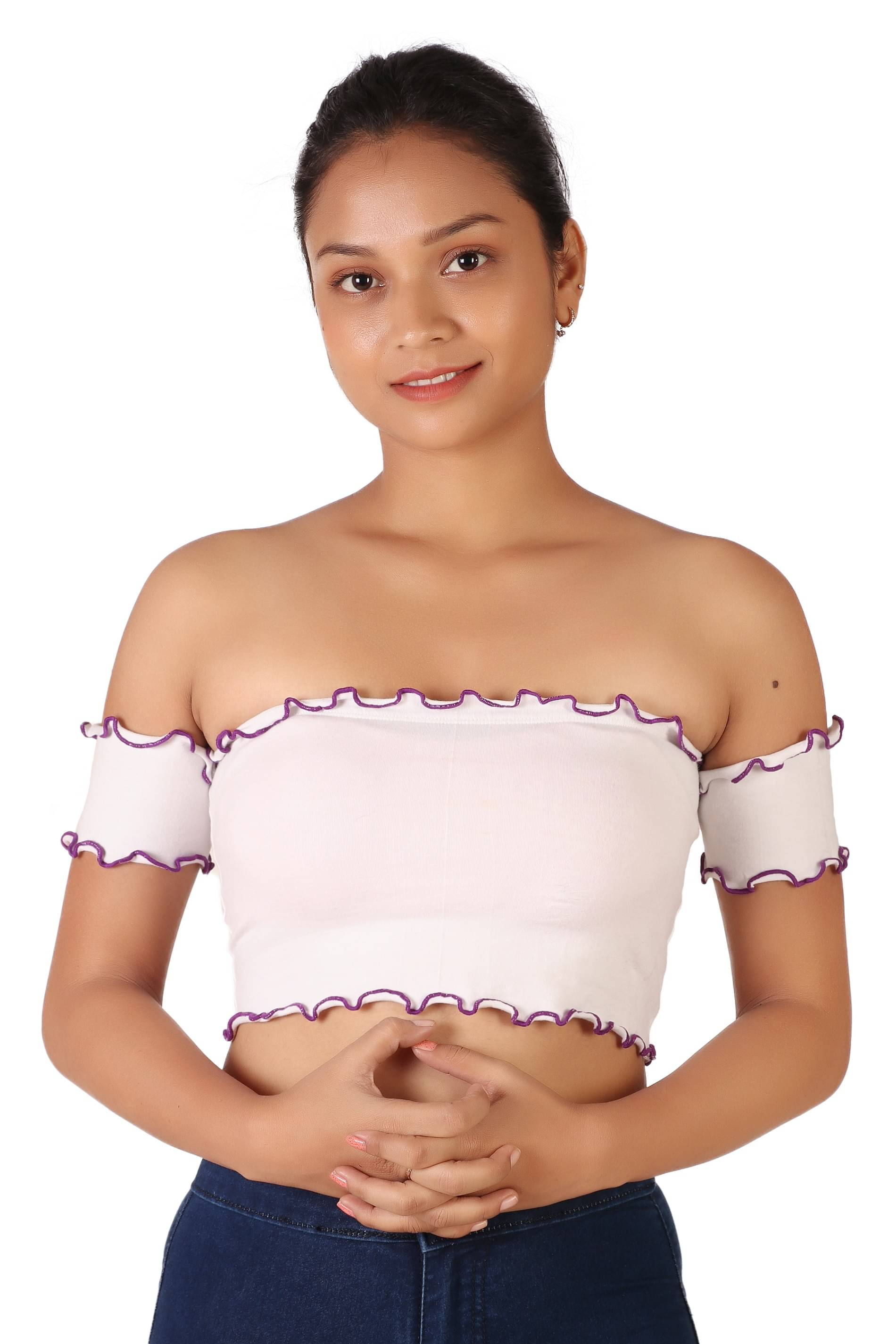 Leean Patterns Women's Cotton Blend Crop Top ( White ) Leean Patterns Women's Cotton Blend Crop Top ( White )