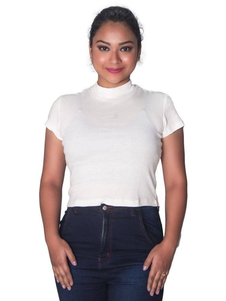 Leean Patterns Women's Cotton Blend Regular Top ( White ) Leean Patterns Women's Cotton Blend Regular Top ( White )