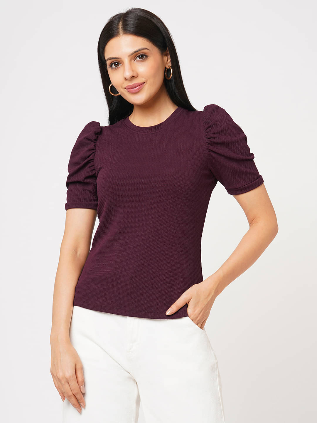     			Leean Patterns Women's Polyester Regular Top ( Wine )
