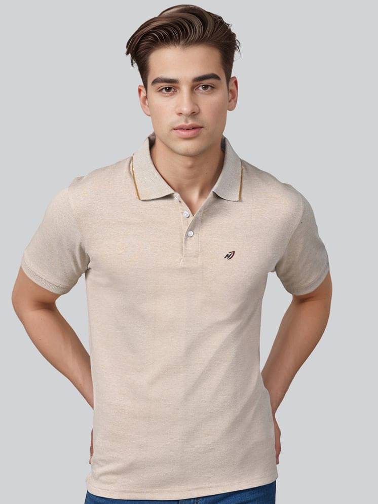Lux Nitro Pack of 1 Cotton Regular Fit Solid Half Sleeves Men's Polo T Shirt ( Beige )     			Lux Nitro Pack of 1 Cotton Regular Fit Solid Half Sleeves Men's Polo T Shirt ( Beige )