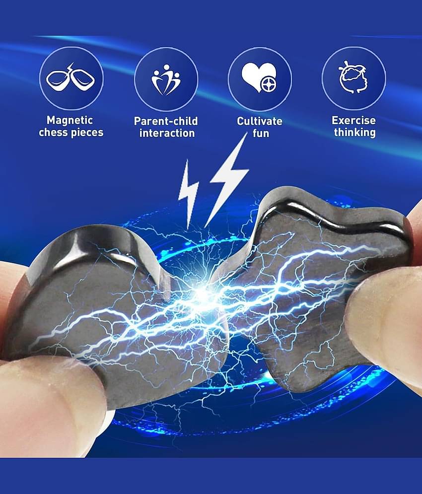 NHR 24pcs Magnetic Battle Chess Set with Magnetic Effect Using String and Stones, Educational Board Game for for Family Gathering & Travel 3 Type Magnet (24 pcs Set) (5 Rendom Design)