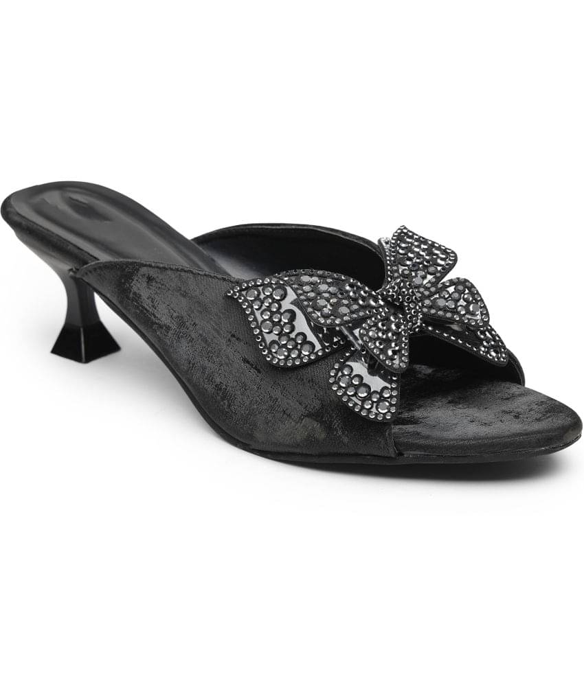     			NATSHUZ Black Women's Slip On Heels